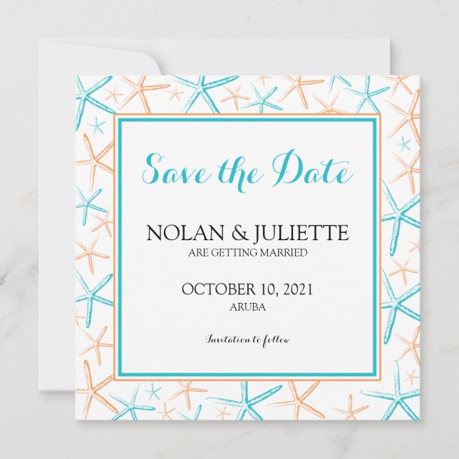 Skinny Starfish Wedding Save the Date (Vorderseite)