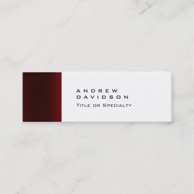 Skinny Trend Red White Schlicht Stylish Business C Mini Visitenkarte (Vorderseite)