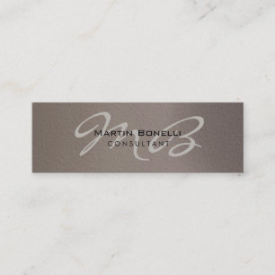 Skinny Trendy Chic Beige Monogram Business Card Mini Visitenkarte