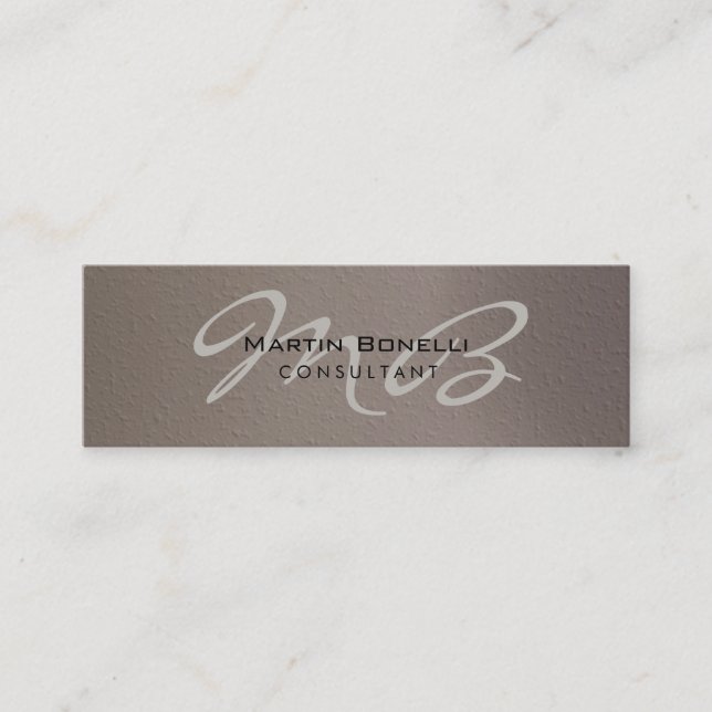 Skinny Trendy Chic Beige Monogram Business Card Mini Visitenkarte (Vorderseite)