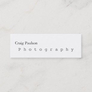 Skinny Trendy Fotografy White Business Card Mini Visitenkarte
