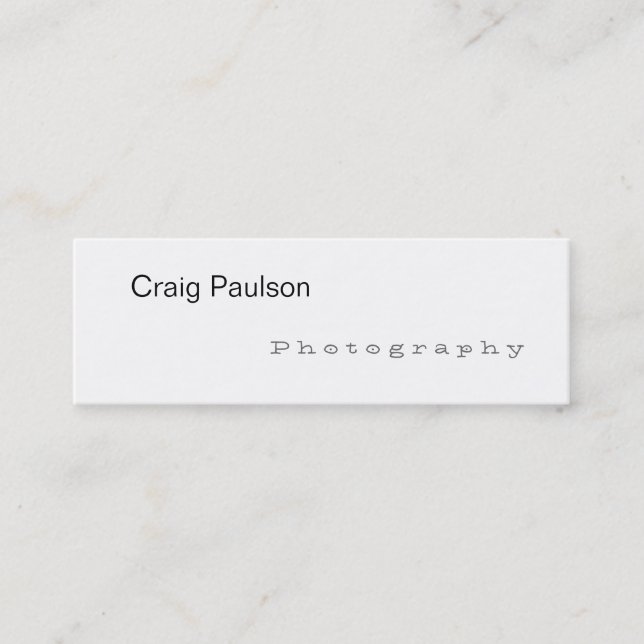 Skinny Trendy White Fotografy Business Card Mini Visitenkarte (Vorderseite)