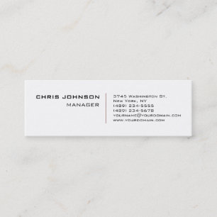 Skinny Trendy White Manager Business Card Mini Visitenkarte