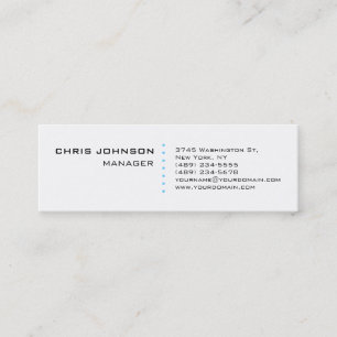 Skinny White Blue Points Manager Business Card Mini Visitenkarte