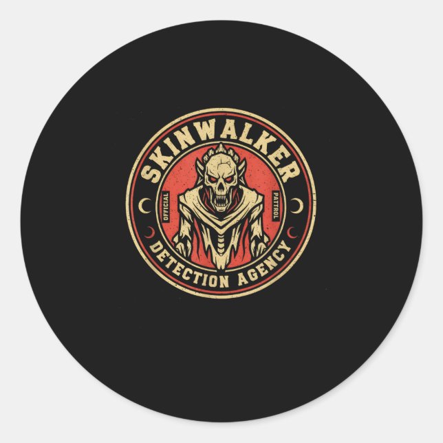 Skinwalker Detection Agency Funny Cryptid Skinwalk Runder Aufkleber (Vorderseite)