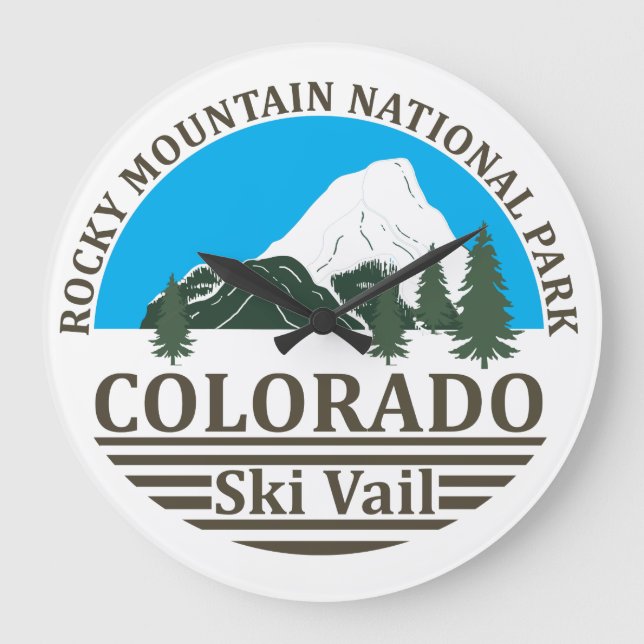 Skiort Vail Colorado Große Wanduhr (Vorderseite)