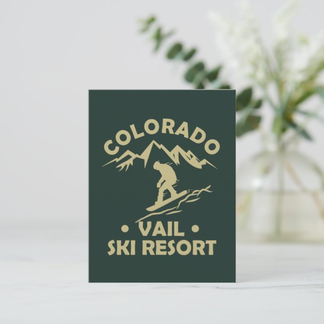 Skiort Vail Colorado Postkarte (Stehend Vorderseite)