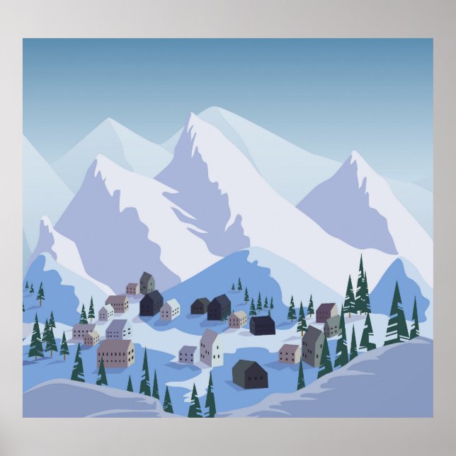 Skiort: Vintage Bergwelt Poster (Vorne)