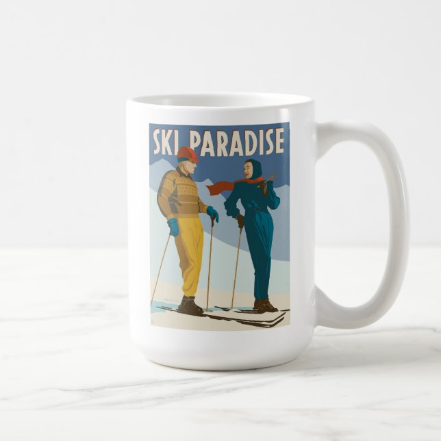 Skiparadies Vintag drucken Kaffeetasse (Rechts)