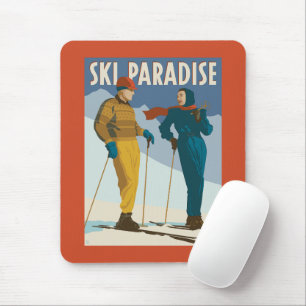 Skiparadies Vintag drucken Mousepad