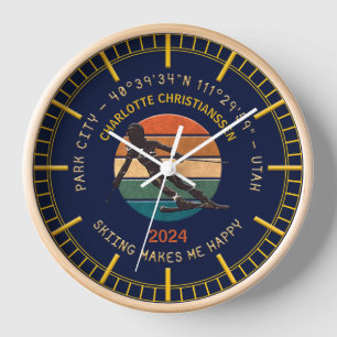 Skiparkstadt, Utah - Frauenski, Goldener Text Uhr