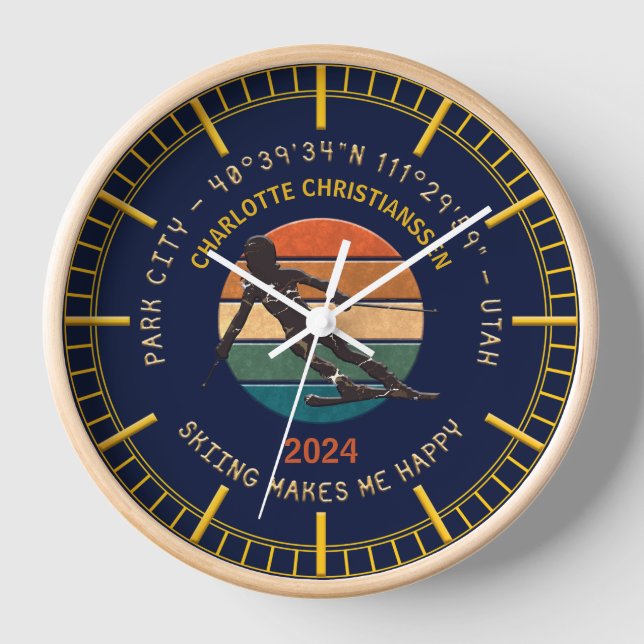 Skiparkstadt, Utah - Frauenski, Goldener Text Uhr (Vorderseite)