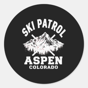 Skipatrouille Aspen Colorado Skifahren & Snowb Runder Aufkleber
