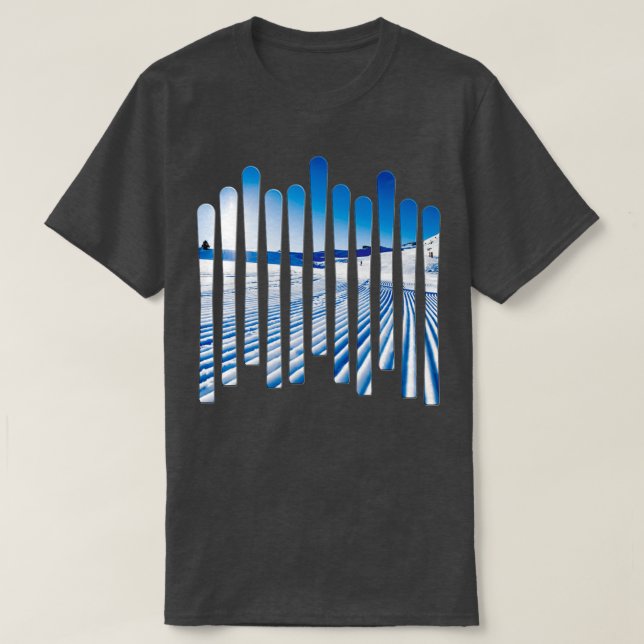 Skipiste auf Ski T-Shirt (Design vorne)