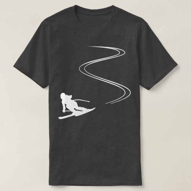 Skipiste im Schnee, Ski T-Shirt (Design vorne)