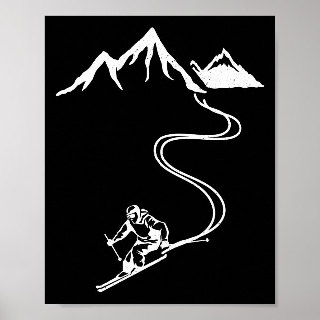 Skipisten Berge Skifahrer Wintersport Poster (Vorne)