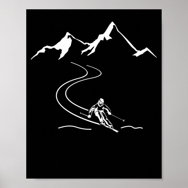Skipisten Berge Skifahrer Wintersport Poster (Vorne)