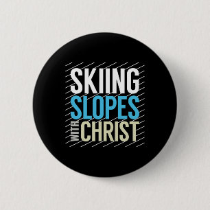 Skipisten mit Jesus Button