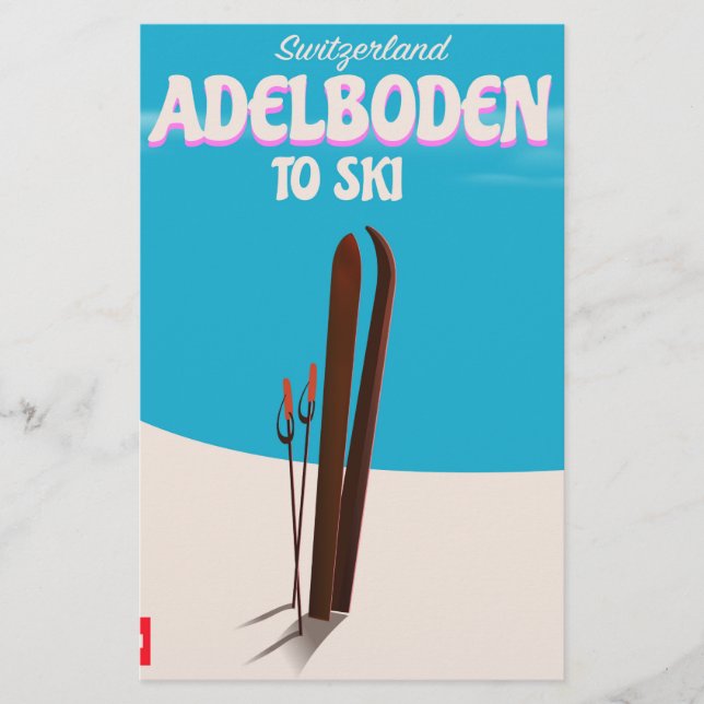 Skiposter Adelboden Schweiz Briefpapier (Vorderseite)