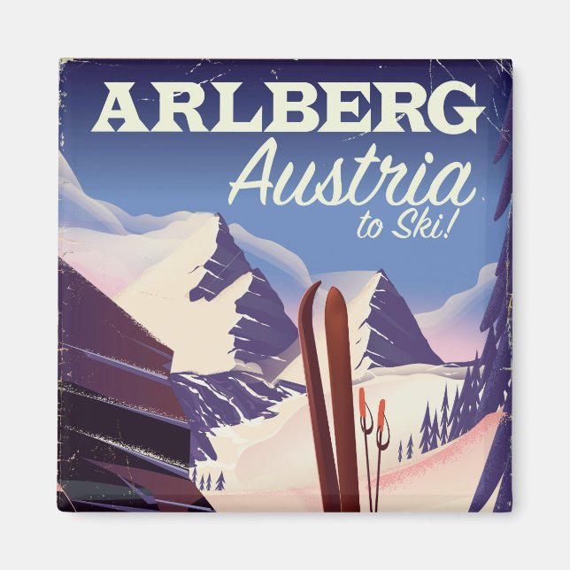 Skiposter Arlberg Austria Magnet (Vorne)