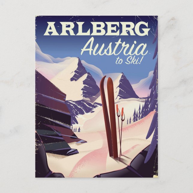 Skiposter Arlberg Austria Postkarte (Vorderseite)