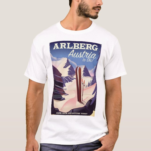 Skiposter Arlberg Austria T-Shirt (Vorderseite)