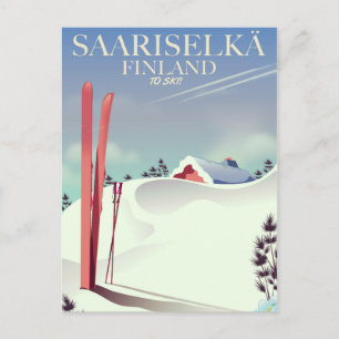 Skiposter Saariselkä Finnland Postkarte
