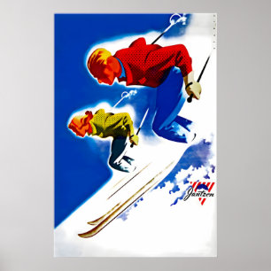 Skiposter Skifahren Kunst Skifahrer Geschenk Lodge Poster