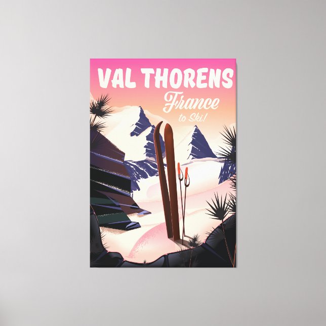 Skiposter Val Thorens, Frankreich Leinwanddruck (Vorderseite)