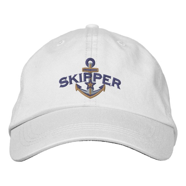 Skipper Nautical Star Anchor Embroidery Bestickte Baseballkappe (Vorderseite)