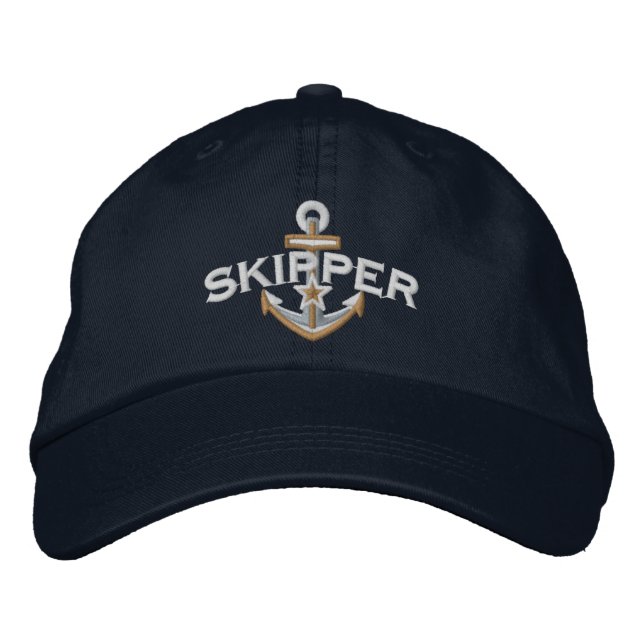Skipper Nautical Stern Anker Stickerei Bestickte Baseballkappe (Vorderseite)