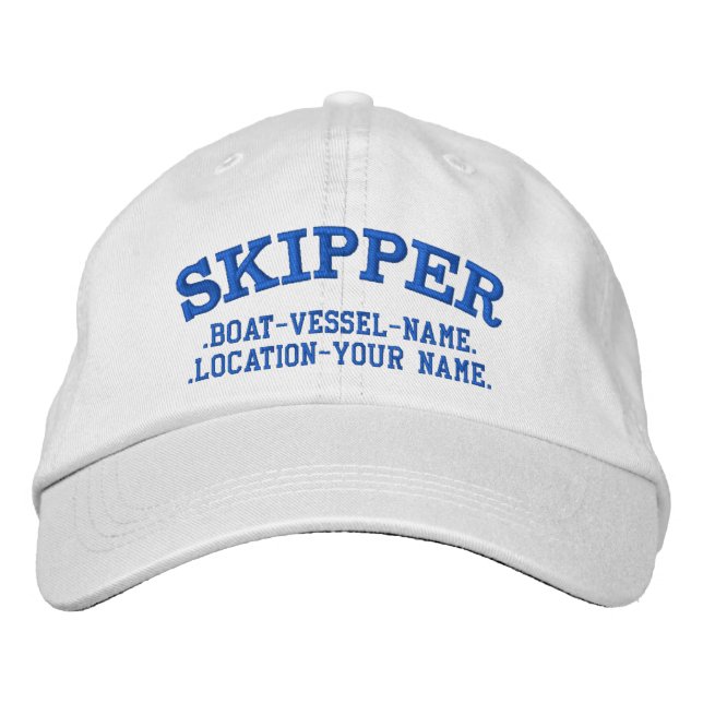 SKIPPER Personalisieren Sie es! Name des Bootes Bestickte Kappe (Vorderseite)
