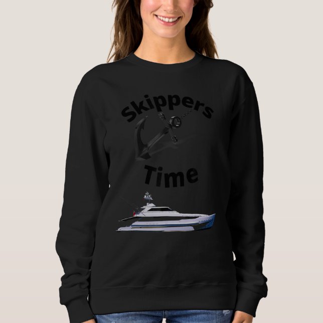Skipper Zeit Kapitän Sailboat Anker Boat Skipper Sweatshirt (Vorderseite)