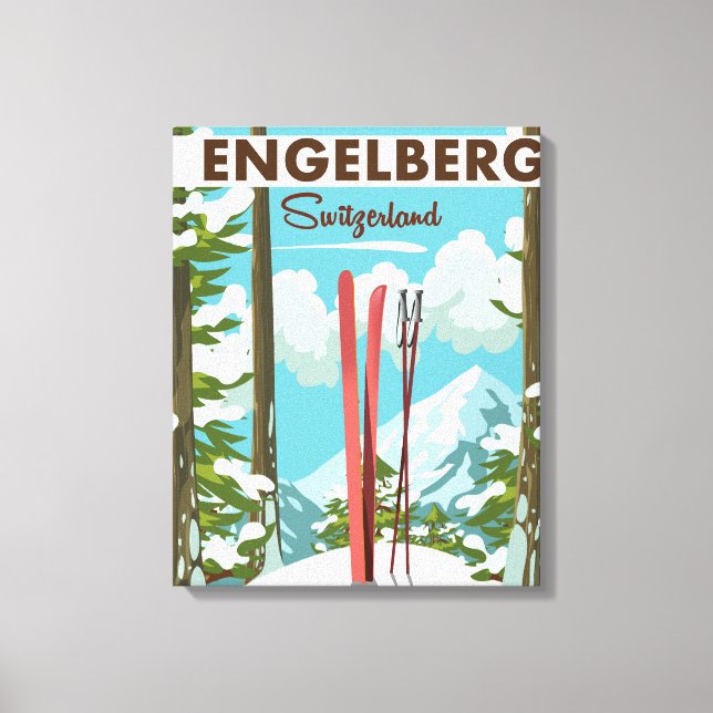 Skipposter Engelberg Schweiz Leinwanddruck (Vorderseite)