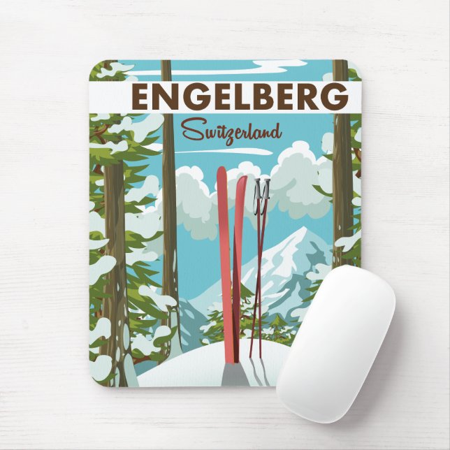 Skipposter Engelberg Schweiz Mousepad (Mit Mouse)