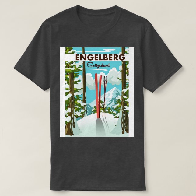 Skipposter Engelberg Schweiz T-Shirt (Design vorne)