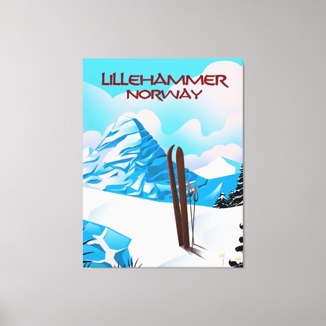 Skipposter von Lillehammer Norwegen. Leinwanddruck (Vorderseite)