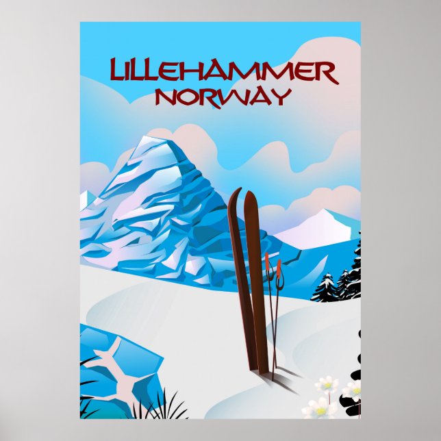 Skipposter von Lillehammer Norwegen. Poster (Vorne)