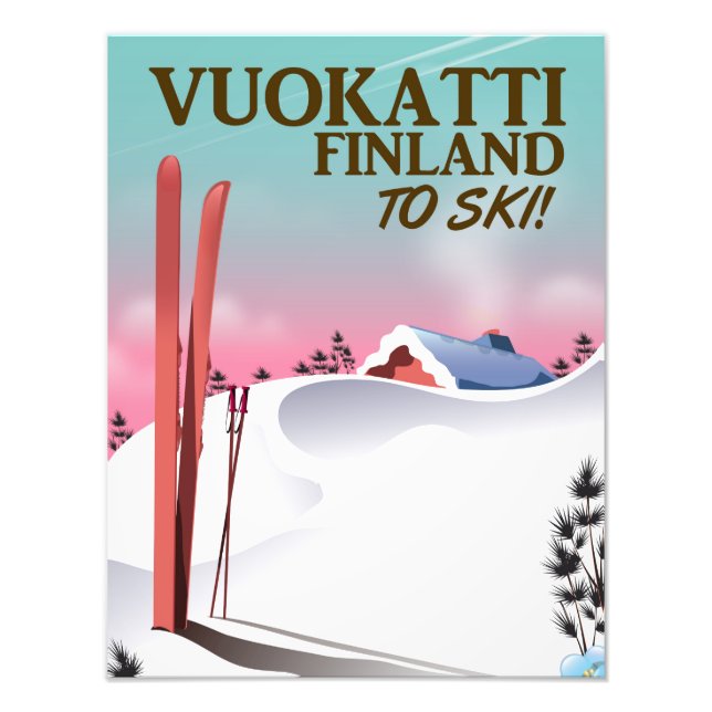 Skipposter Vuokatti Finnland Fotodruck (Vorne)