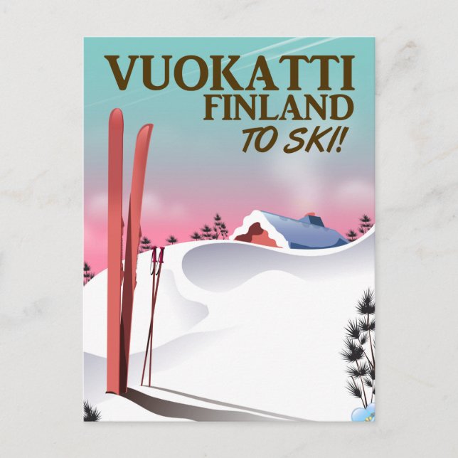 Skipposter Vuokatti Finnland Postkarte (Vorderseite)