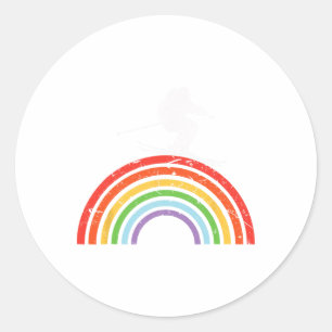 Skireise Skifahren Regenbogen Runder Aufkleber