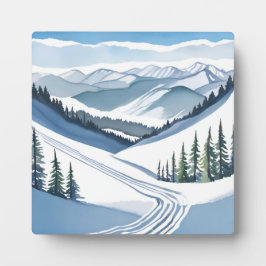 Skirennen Wasserfarbene Malerei Winter Kunst, Dich Fotoplatte