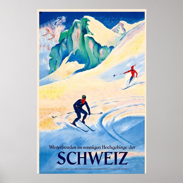 Skirennen Winterspaß in den sonnigen hohen Bergen Poster (Vorne)