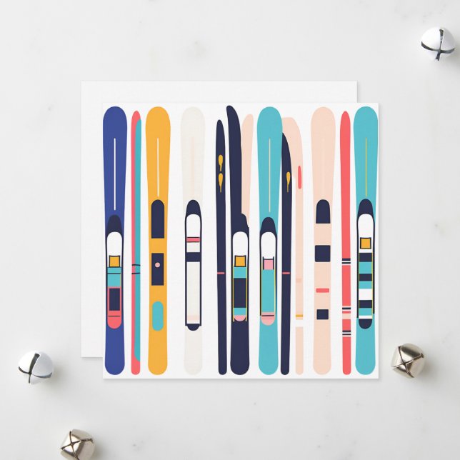 Skis Feiertagskarte (Vorderseite/Rückseite Beispiel)