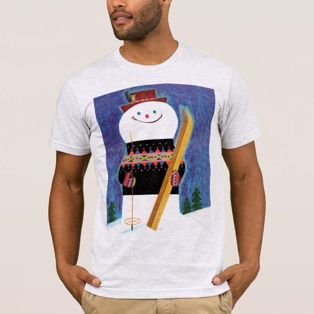 Skis für Schneemann T-Shirt (Vorderseite)