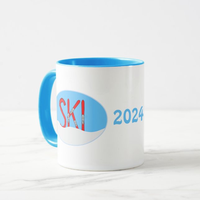 Skis Snow Oval Tasse (Vorderseite Links)