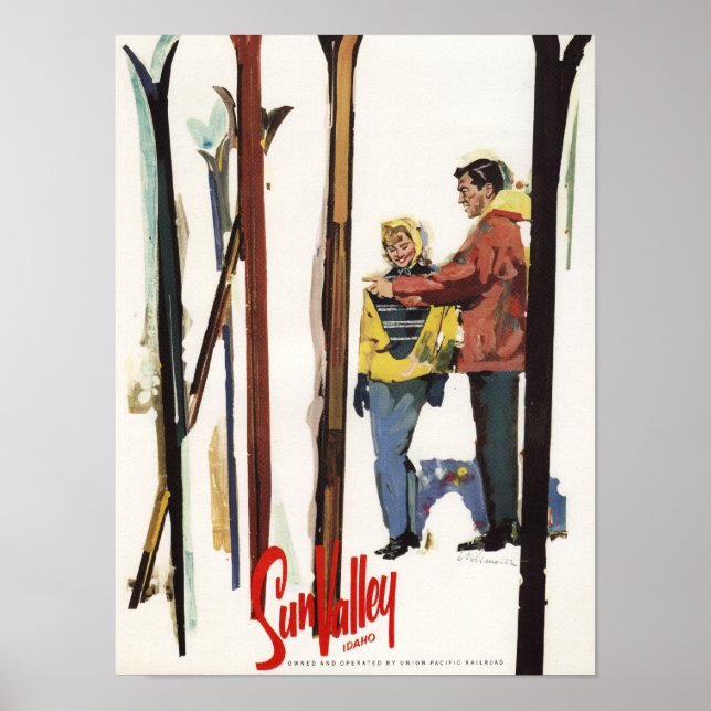 Skis Standing Up in Snow by Paar Poster (Vorne)