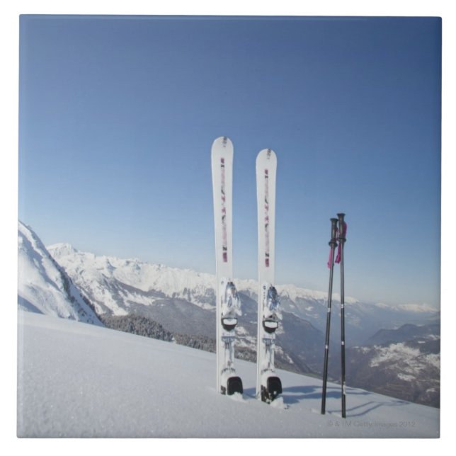 Skis und Ski Polen Fliese (Vorderseite)
