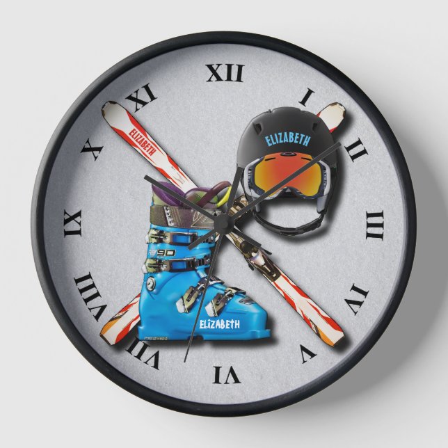 Skischuhstiefel mit Ihrem Namen Uhr (Vorderseite)