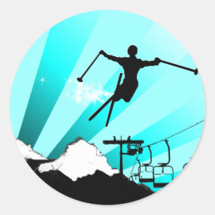 Skischuhweg Runder Aufkleber